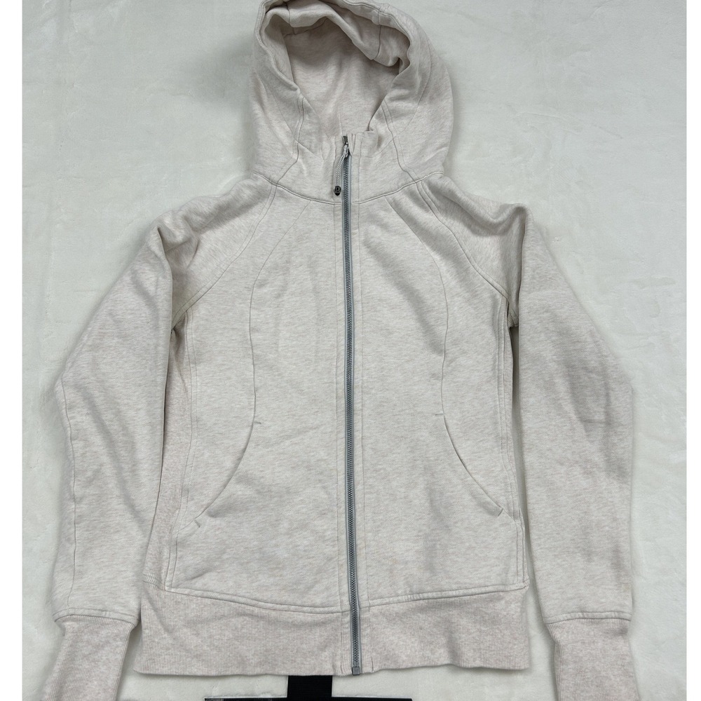 Lululemon Scuba Full Zip Hoodie Womens M Heathered Light Pink Cotton Fleece